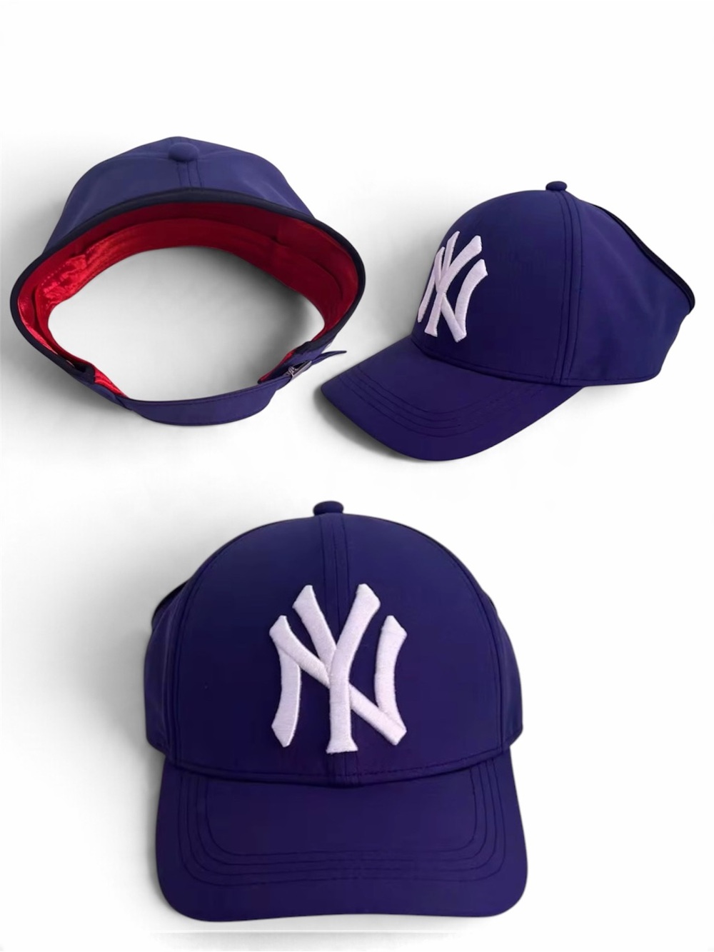 New Navy Blue “NY” ponytail/Open Back Baseball Cap with satin lining
